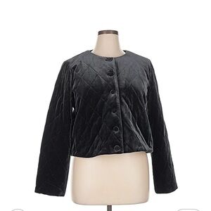 Draper James Black Velvet Quilted Jacket size L